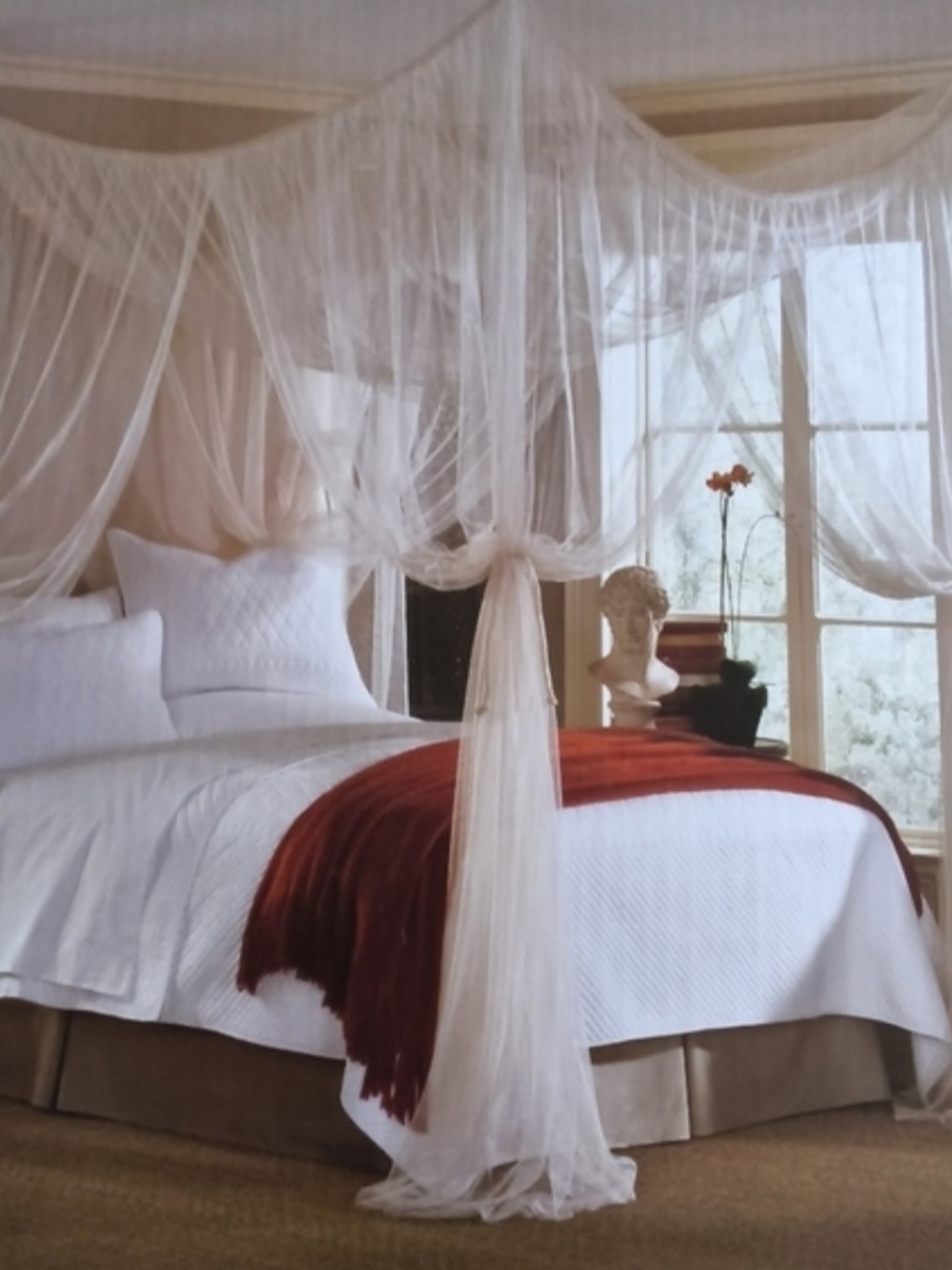 Mombasa Majesty Canopy One Size Bed Mosquito Netting Sheer White New